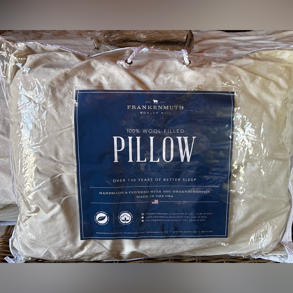 Frakenmuth Woolen Mill wool pillow standard size NIB